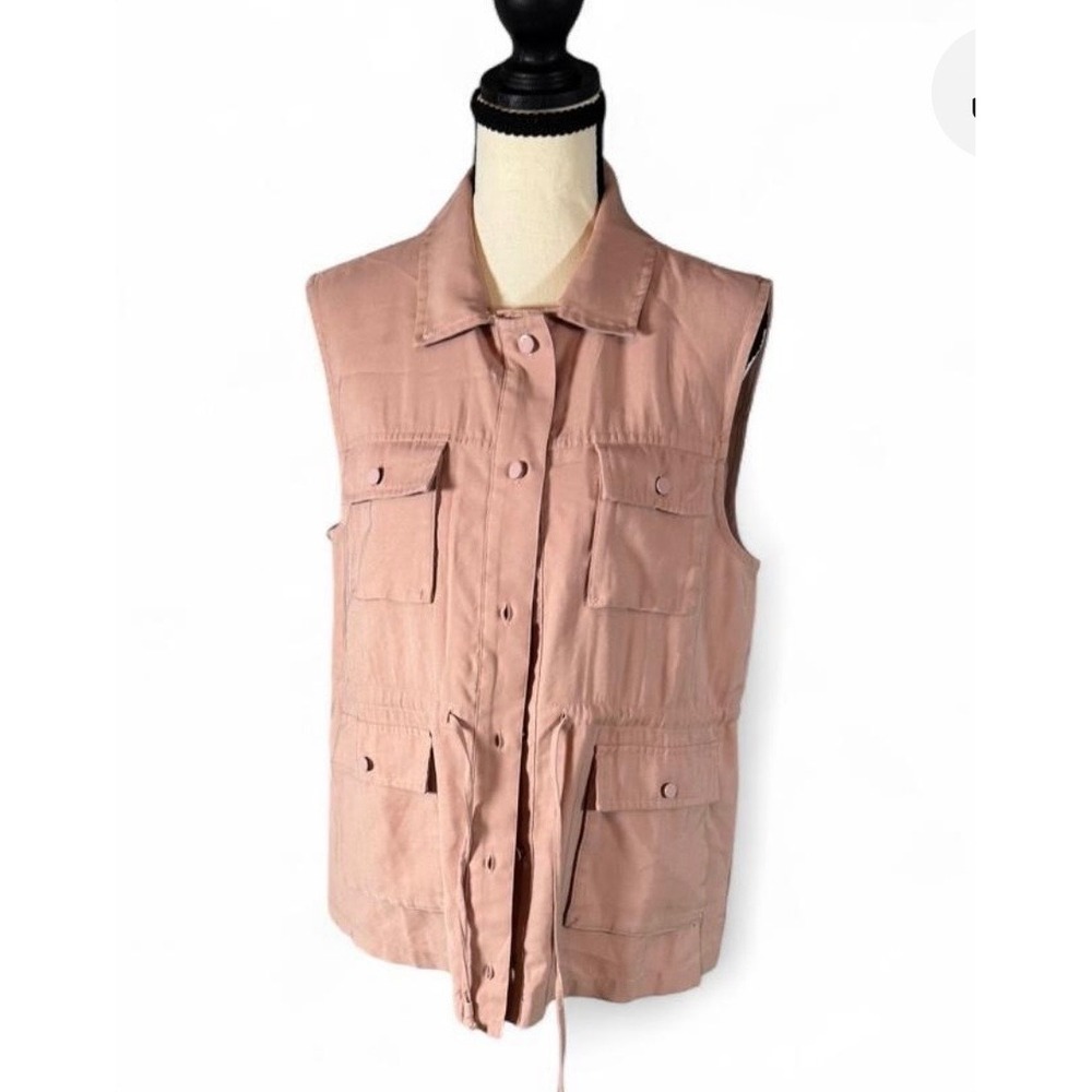 Blue Rain Mauve Pink Utility Vest Drawstring Waist Safari Pocket Sz Med